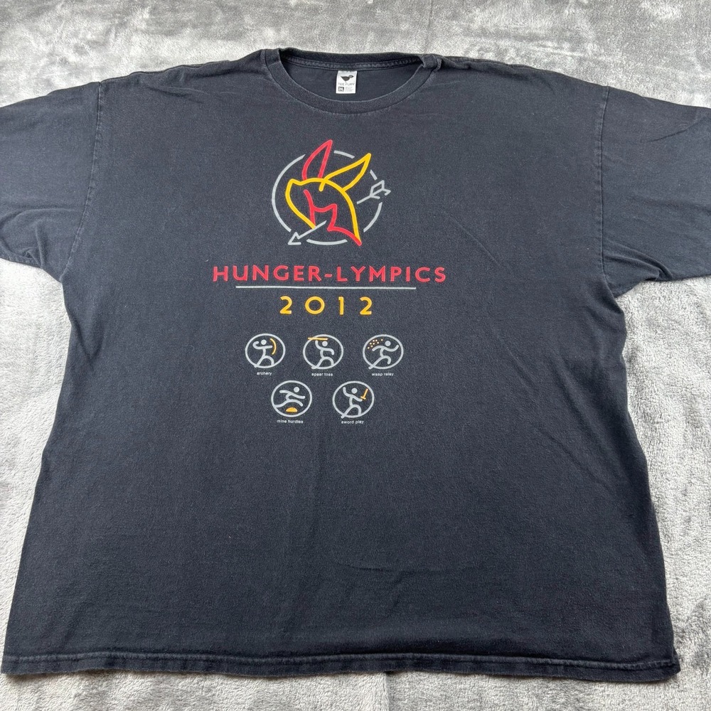 TeeFury T-Shirt Men's 2XL Black Cotton Graphic Hunger-Olympics 2012 Crew Neck